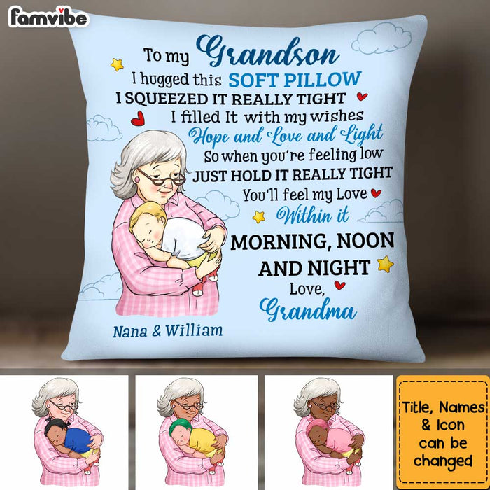 Personalized Grandma Holding Grandson Pillow OB111 36O34 1
