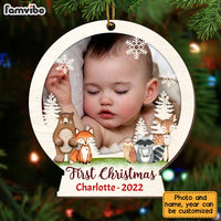 Personalized Baby First Christmas Photo Circle Ornament OB72 85O28 thumb 1
