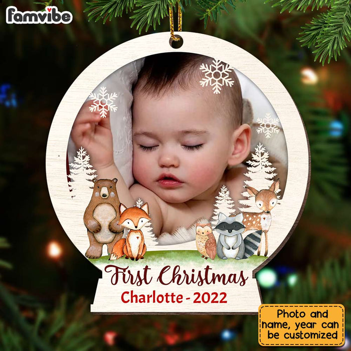 Personalized Baby First Christmas Photo Circle Ornament OB72 85O28 1