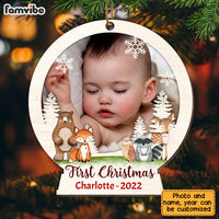 Personalized Baby First Christmas Photo Circle Ornament OB72 85O28 thumb 1