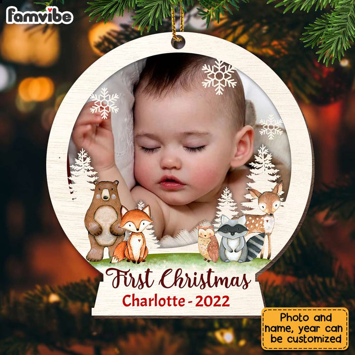 Personalized Baby First Christmas Photo Circle Ornament OB72 85O28 1