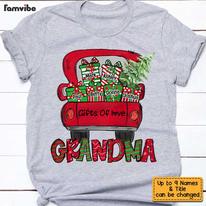 Personalized Grandma's Gifts Of Love Grandkids Christmas Red Truck Car Shirt - Hoodie - Sweatshirt OB71 58O34 1