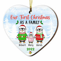 Personalized Penguin Family Heart Ornament OB115 36O34 thumb 1