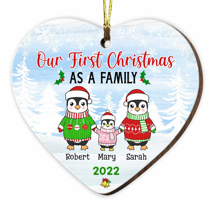 Personalized Penguin Family Heart Ornament OB115 36O34 1