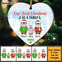 Personalized Penguin Family Heart Ornament OB115 36O34 thumb 1