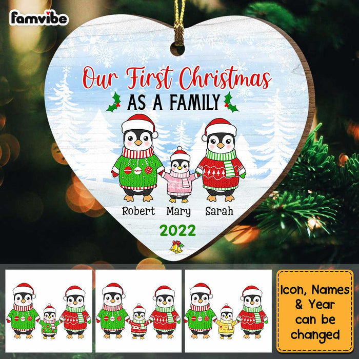 Personalized Penguin Family Heart Ornament OB115 36O34 1