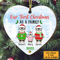 Personalized Penguin Family Heart Ornament OB115 36O34 thumb 1