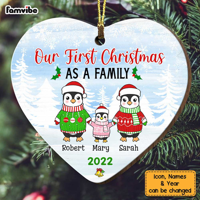Personalized Penguin Family Heart Ornament OB115 36O34 1