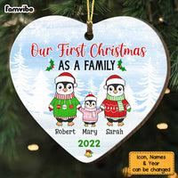 Personalized Penguin Family Heart Ornament OB115 36O34 thumb 1