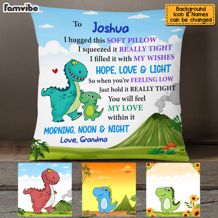 Personalized Gift Son Grandson Pillowcase Dinosaur Kids OB101 36O53 1