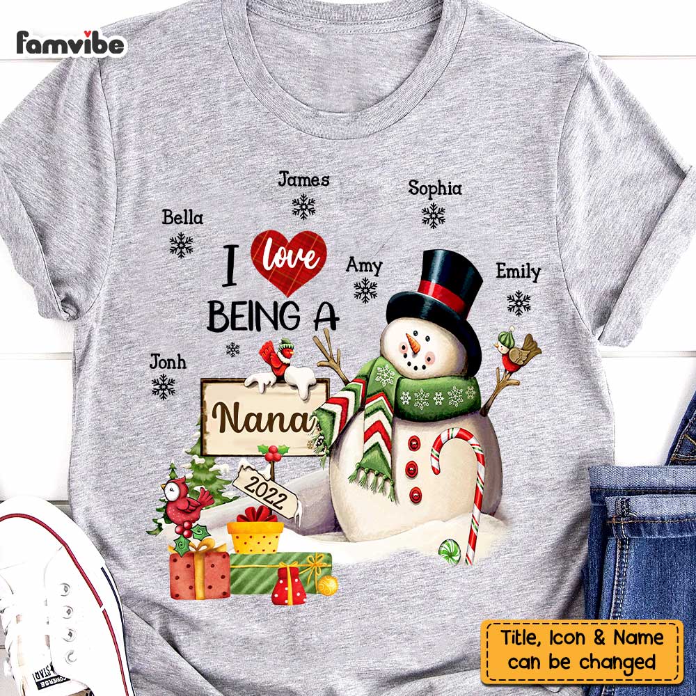 Personalized I Love Being A Grandma Snowman Christmas Shirt OB81 58O47 Primary Mockup