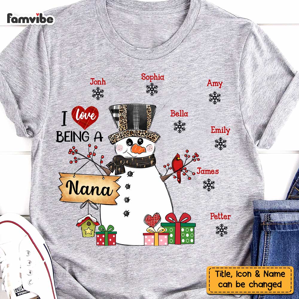 Personalized I Love Being A Grandma Snowman Christmas Shirt OB82 58O47 Primary Mockup