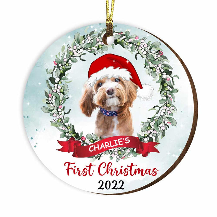 Personalized Dog First Christmas Circle Ornament OB82 32O34 1