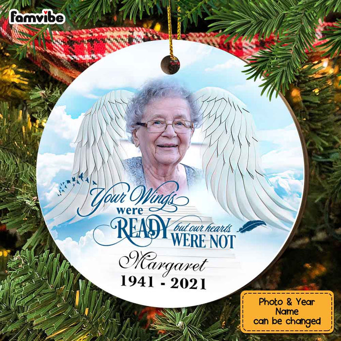Personalized Memo Angel Wings Circle Ornament OB105 32O67 1
