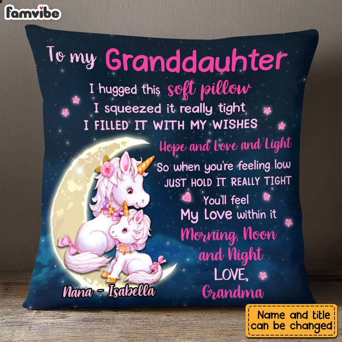 Personalized Hug This Granddaughter Unicorn Pillow OB102 30O28 1