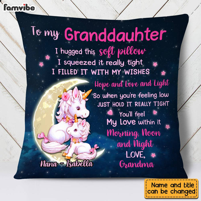 Personalized Hug This Granddaughter Unicorn Pillow OB102 30O28 1