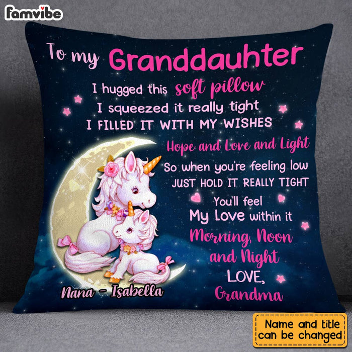 Personalized Hug This Granddaughter Unicorn Pillow OB102 30O28 1