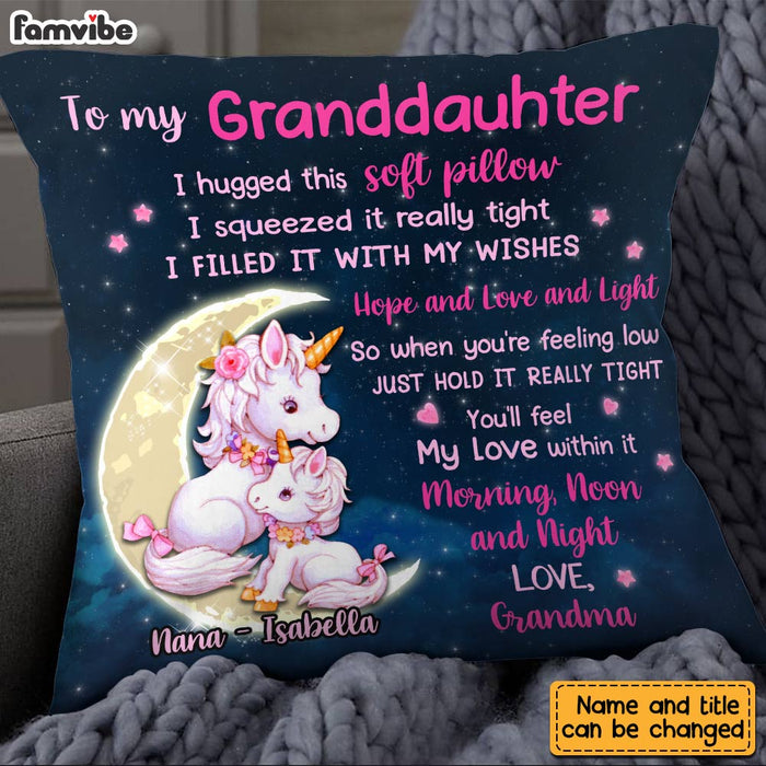 Personalized Hug This Granddaughter Unicorn Pillow OB102 30O28 1