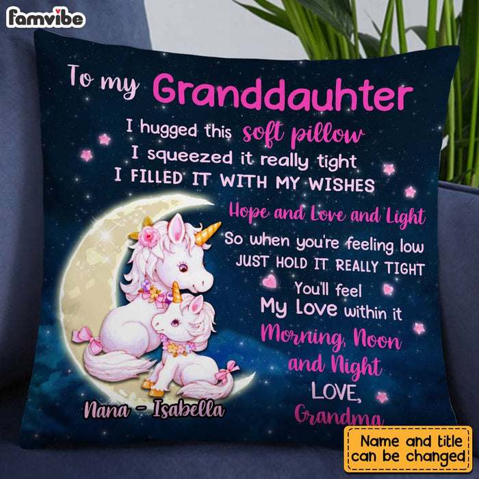 Personalized Hug This Granddaughter Unicorn Pillow OB102 30O28 1