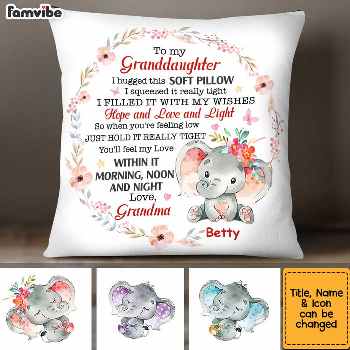 Personalized Elephant To My Granddaughter Hug This Pillow OB103 32O34 1