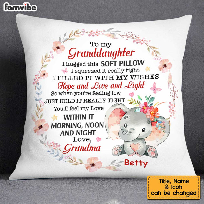 Personalized Elephant To My Granddaughter Hug This Pillow OB103 32O34 1