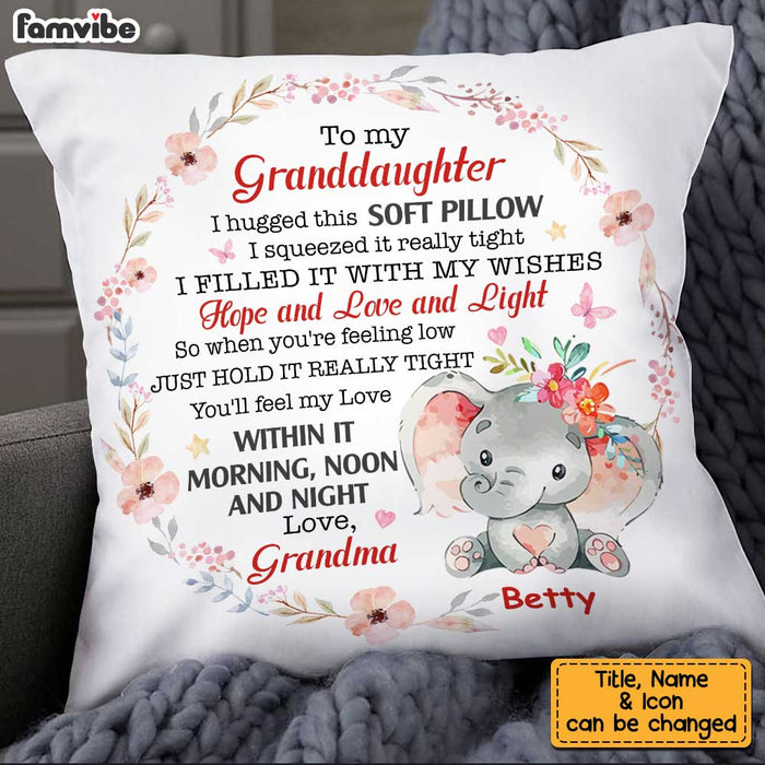Personalized Elephant To My Granddaughter Hug This Pillow OB103 32O34 1