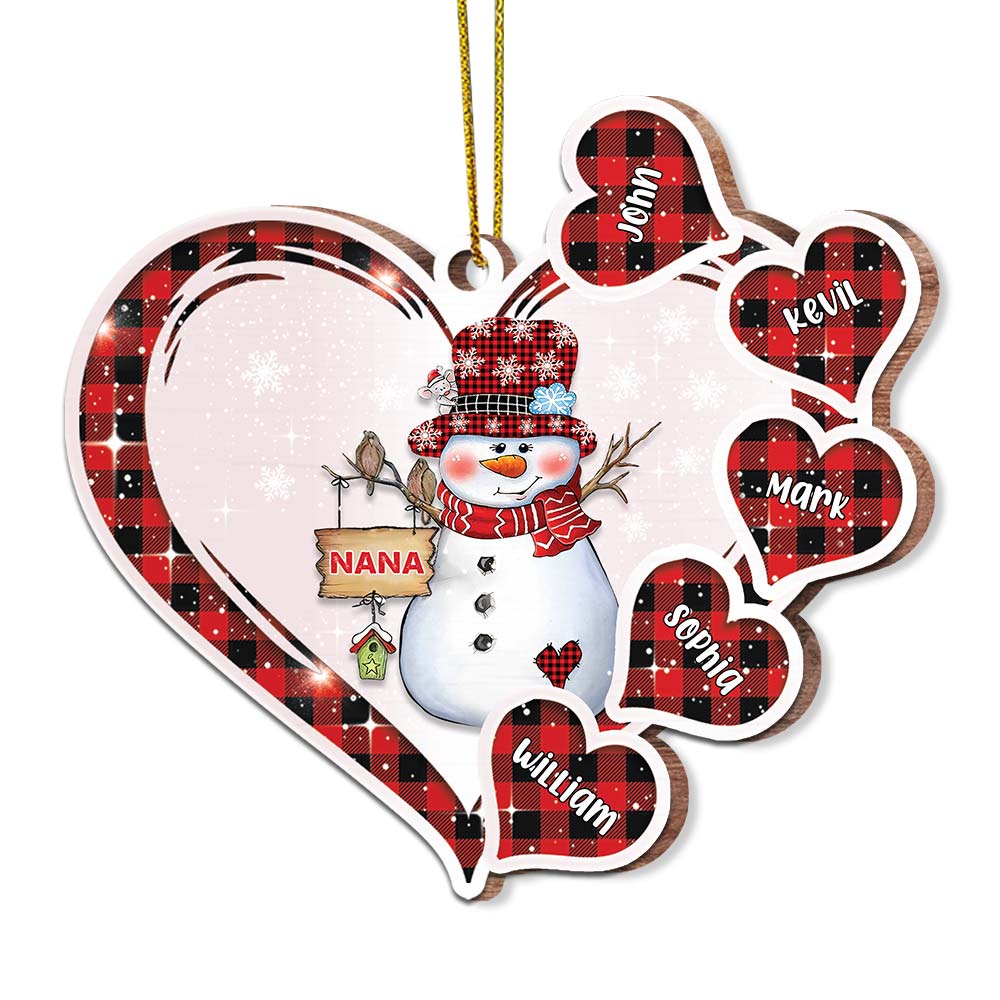 Personalized Grandma Snowman Heart Ornament OB116 30O67 Primary Mockup