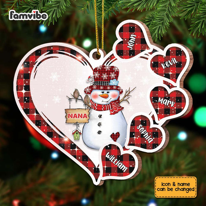 Personalized Grandma Snowman Heart Ornament OB116 30O67 1