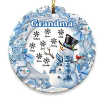 Personalized Grandma Snowman Circle Ornament OB112 32O67 thumb 1