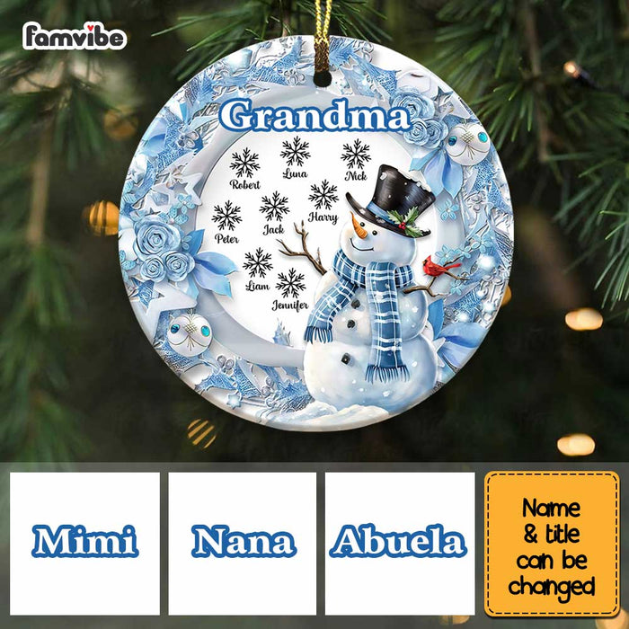 Personalized Grandma Snowman Circle Ornament OB112 32O67 1