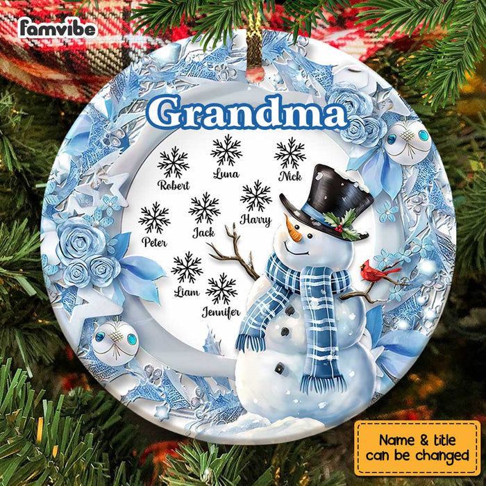 Personalized Grandma Snowman Circle Ornament OB112 32O67 1