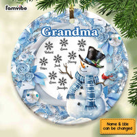 Personalized Grandma Snowman Circle Ornament OB112 32O67 thumb 1