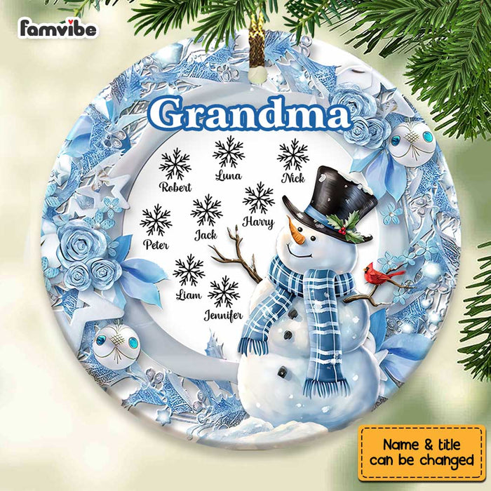 Personalized Grandma Snowman Circle Ornament OB112 32O67 1