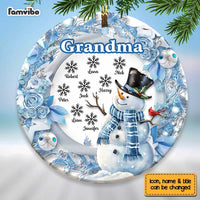 Personalized Grandma Snowman Circle Ornament OB112 32O67 thumb 1