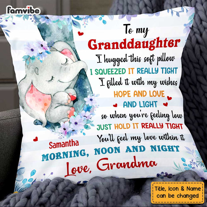 Personalized Granddaughter Elephant Hug This Pillow OB112 30O47 1