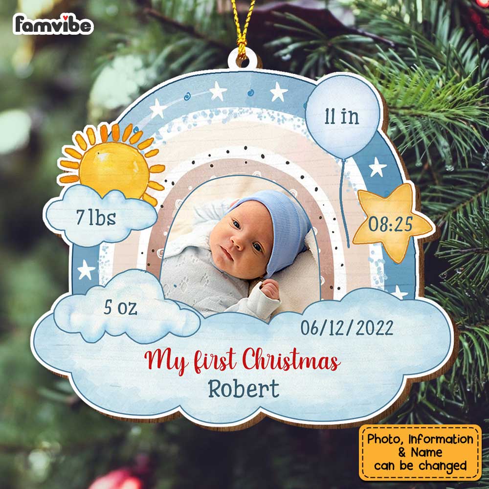 Personalized Baby First Christmas Photo Ornament OB114 32O34 Primary Mockup