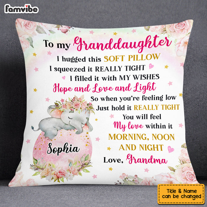 Personalized To My Granddaughter Hug This Elephant Pillow OB111 23O53 1