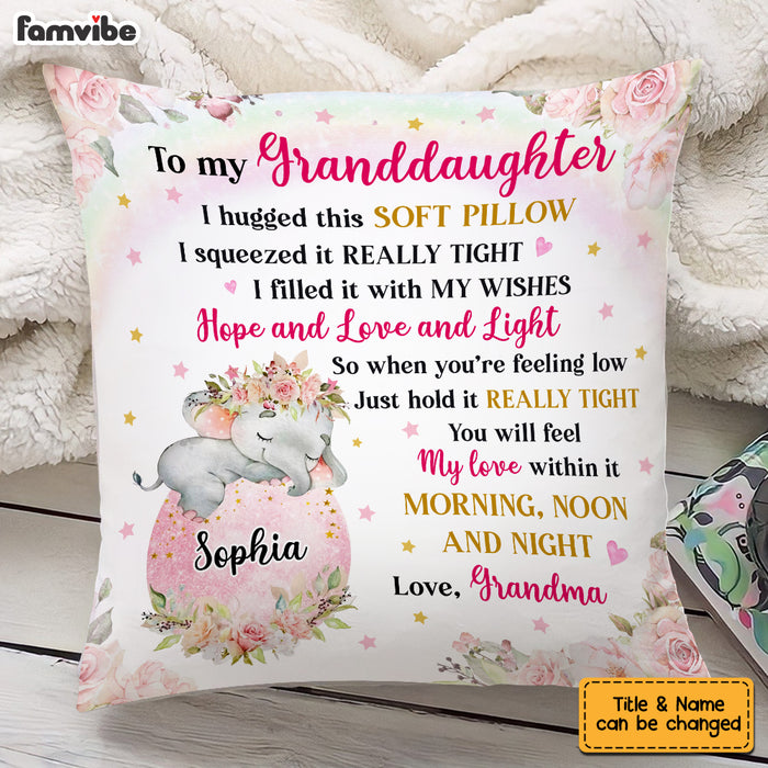 Personalized To My Granddaughter Hug This Elephant Pillow OB111 23O53 1