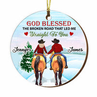 Personalized Couple Riding Horse Circle Ornament OB125 36O34 thumb 1