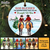 Personalized Couple Riding Horse Circle Ornament OB125 36O34 1