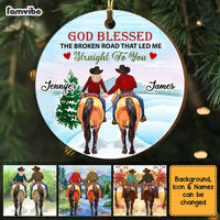 Personalized Couple Riding Horse Circle Ornament OB125 36O34 thumb 1