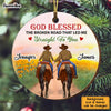 Personalized Couple Riding Horse Circle Ornament OB125 36O34 1