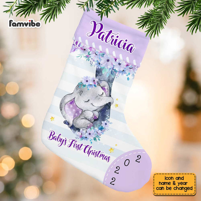 Personalized Baby First Christmas Elephant Stocking OB121 85O67 1