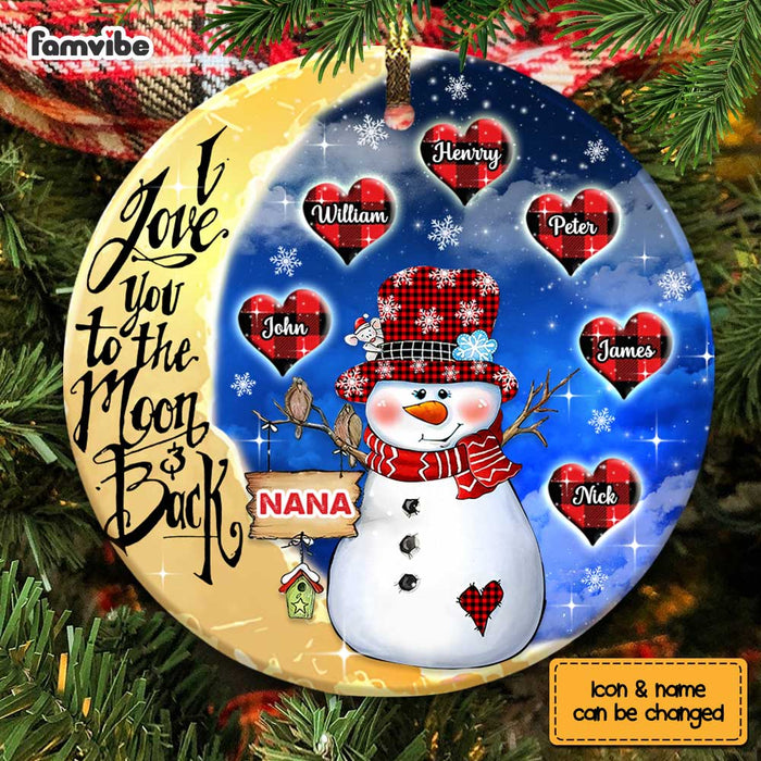 Personalized Grandma Snowman Circle Ornament OB123 30O67 1