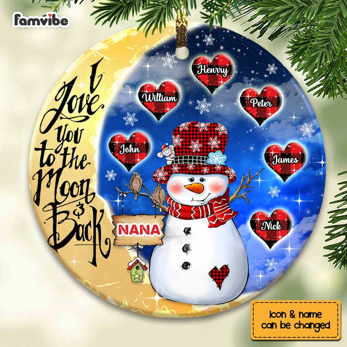 Personalized Grandma Snowman Circle Ornament OB123 30O67 1