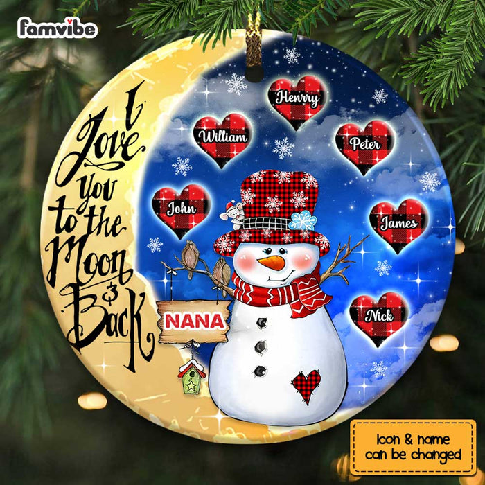 Personalized Grandma Snowman Circle Ornament OB123 30O67 1