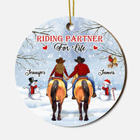 Personalized Horse Riding Couple Circle Ornament OB133 30O67 thumb 1