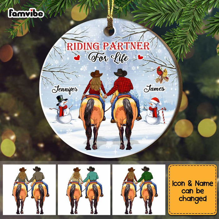 Personalized Horse Riding Couple Circle Ornament OB133 30O67 1