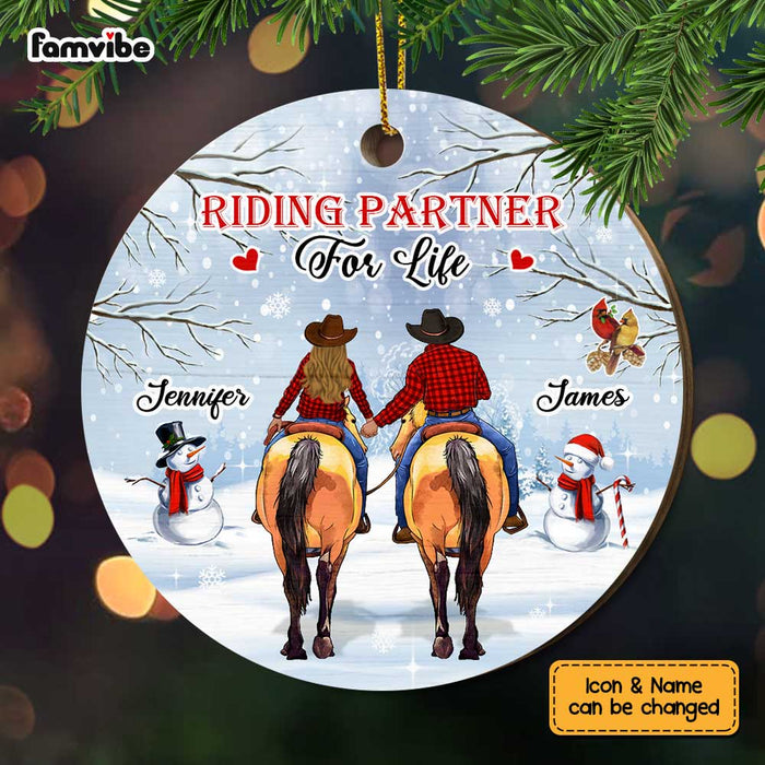 Personalized Horse Riding Couple Circle Ornament OB133 30O67 1