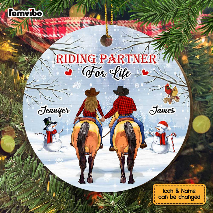 Personalized Horse Riding Couple Circle Ornament OB133 30O67 1